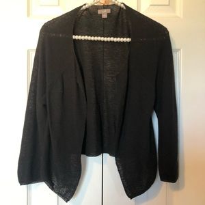 J. Jill Black Cropped 3/4 Sleeve Linen Blend Open Drape Cardigan- Size Small